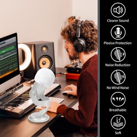 Pop Filter for Blue Yeti Microphone,Professional Mic Covers Foam with Furry Windscreen Muff Isolation Windshield for Yeti,Yeti X,Nano,Yeti Pro,Solocast,AM8,Razer Seiren and More USB Mics,White