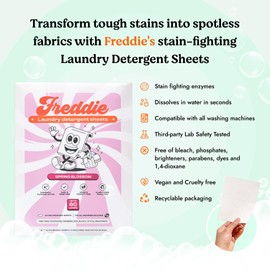 Freddie Laundry Detergent Sheets - Recyclable Packaging - No Mess Strips - 60 Loads - Floral Spring Blossom Scent