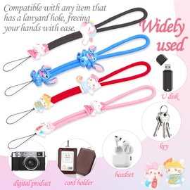 Ezelisy Ezelisy Phone Charm Wrist Strap - 4Pcs Adjustable Nylon Wristlet Lanyards with Cute Cartoons - for iPhone Cases Cameras Keychain