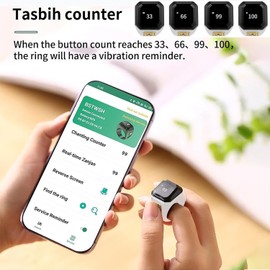 Yuentoen Finger Counter,Digital Tasbih Tally Counter Ring with 0.49in Screen, Smart Finger Tally Counter,APP Support, Prayer Reminders, Easy Count (White, 22mm)