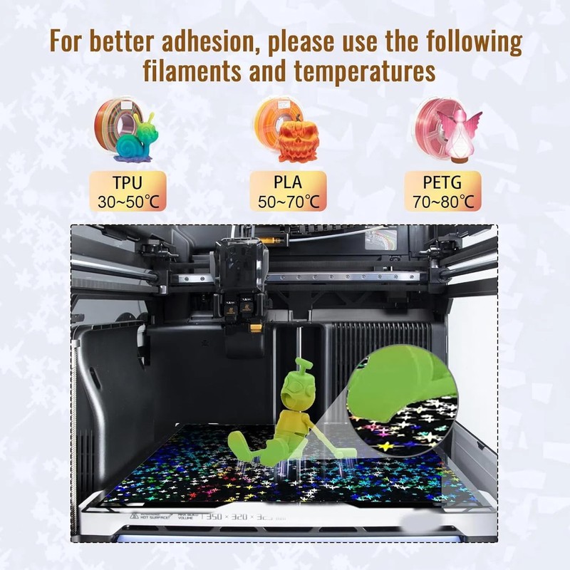 IdeaFormer-3D PEF H2S H2D Build Plate 346x355mm, Rainbow Confetti PEF+Galaxy