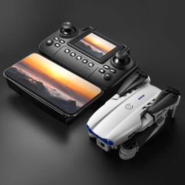 elecci E99 Drone with Screen Controller, Two-batteries, Altitude Hold, One Key Take Off/Landing, Active Obstacle Avoidance. with Black Outdoor Carrying Case. (White - 2 batteries)