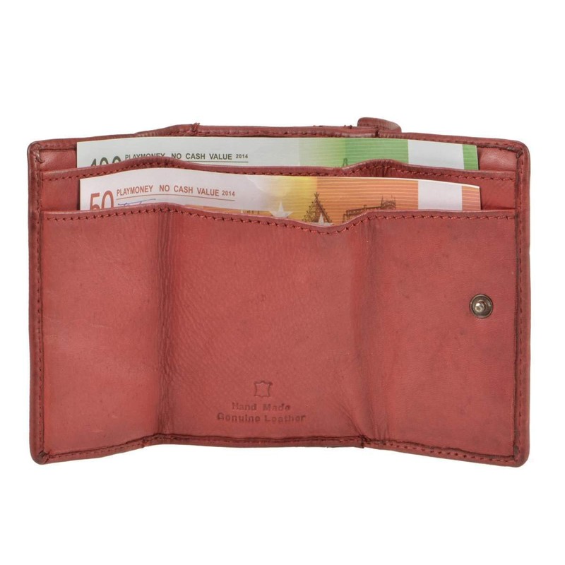 Bear Design Mini Leather Wallet 10 x 7.5 cm Red,