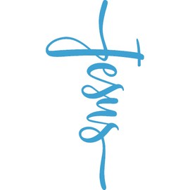 Decal Stickers of Jesus Cross (Azure Blue) (Set of 2) Premium Waterproof Vinyl Decal Stickers for Laptop Phone Accessory Helmet Car Window Mug Tuber Cup Door Wall Decoration - ANDsticd37762BE