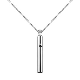 Mikovivi Mindfulness Breathing Necklace, Titanium Steel Anxiety Relief Breathlace Silver Whistle Quit Smoking Necklace for Women Men Meditation(Style 2)