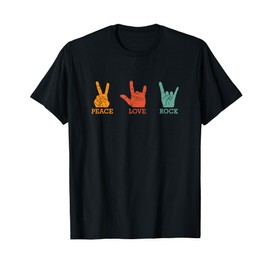 Classic Peace Love Rock Vintage Concert Band Rock Music T-Shirt