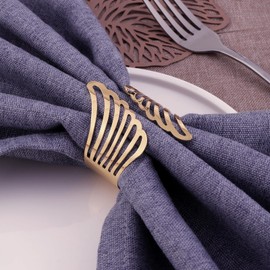 YMJZel Napkin Rings - 6 PCS Metal Gold Napkin Holder Buckles, Holiday Napkin Holders for Wedding, Dinner Party, Anniversary, Birthday, Christmas Party, Table Decorations (Butterfly Wing)