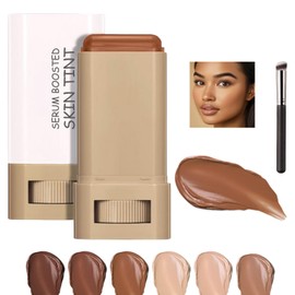 Skween Skin Tint for Black Women, Skween Beauty Balm Serum Boosted Hydration Skin Tint, Solid Tinted Serum Foundation Face Stick, Longwear Contour Stick, Natural Finish (3#)