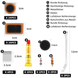 Sinofort Bicycle Repair Kit 78 Pieces Bicycle Repair Kit Square Bicycle Repair Kit Set Circular Bicycle Repair Kit with Bicycle Tyres Repair Kit for Bicycle Motorcycle Off-Road Vehicle