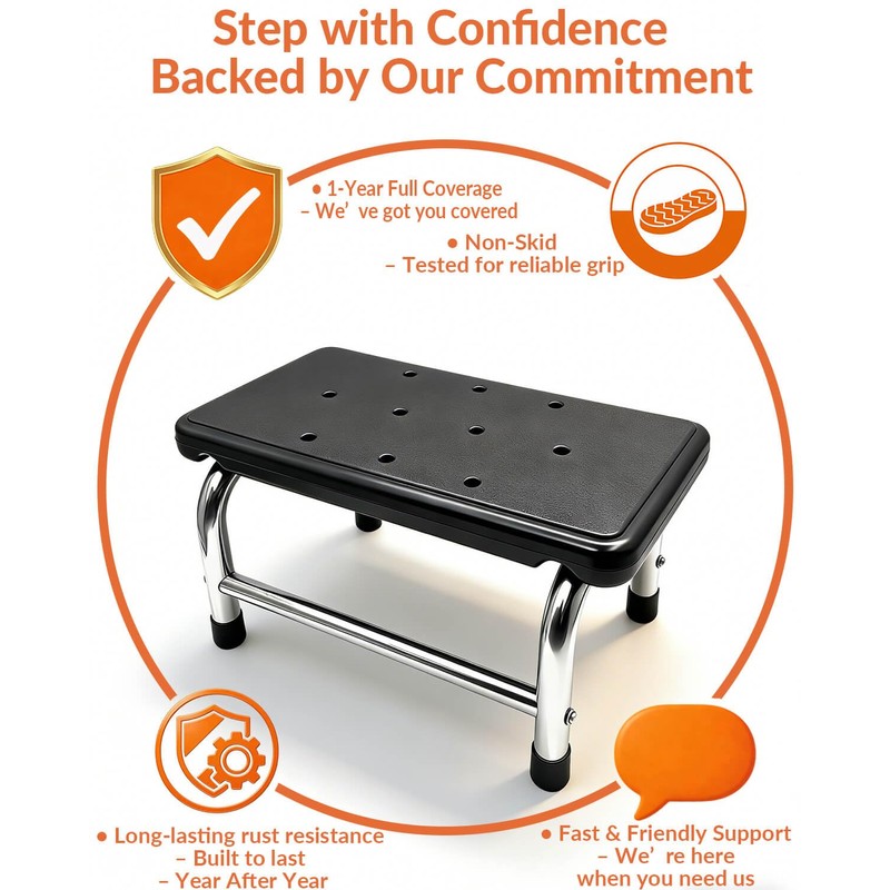 Step Stool, 440 lbs Heavy Duty Stainless Steel, Non-Skid Platform
