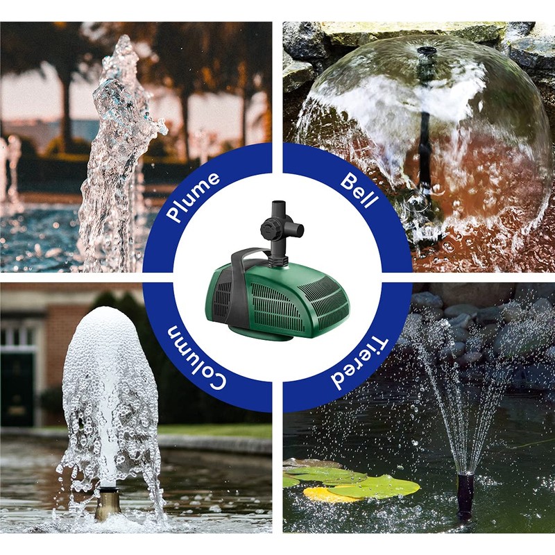 Fish Mate 500 Pond Pump -Ceramic shaft bearings, Anti-clog filter