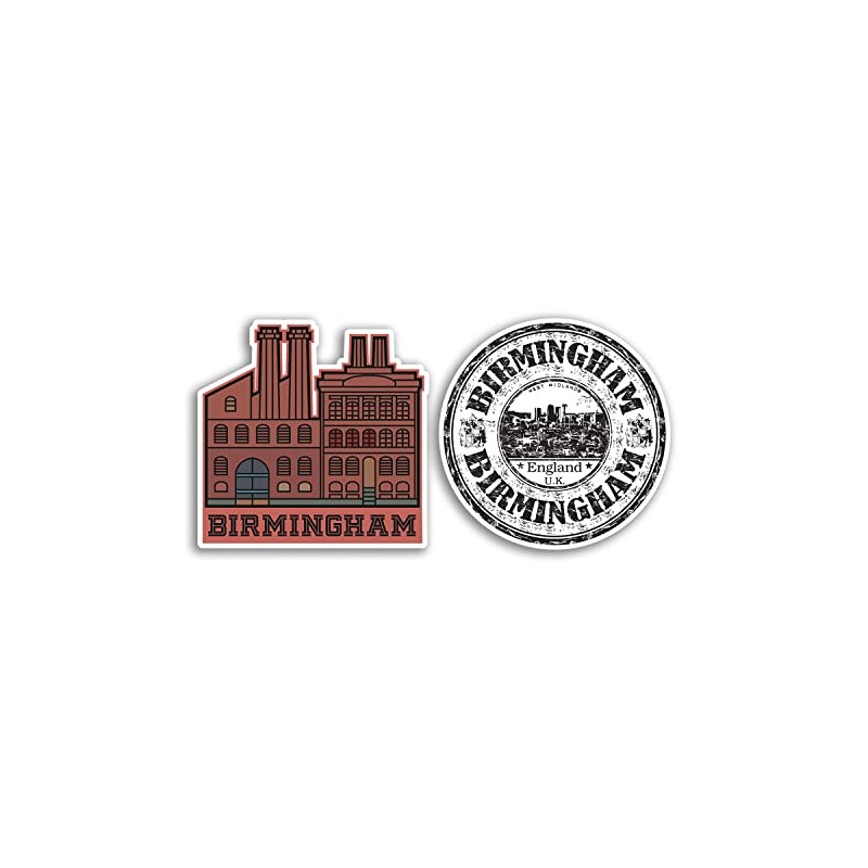 2 x 10cm Tall Birmingham Vinyl Stickers - England Britain