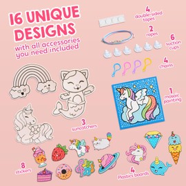 Klever Kits 16 Projects Gem Painting, Kids Diamond Gem Painting Kit with 5D Gem, Arts and Crafts for Girls Ages 6-12, Gem Craft Activities Kits (Fantasy)