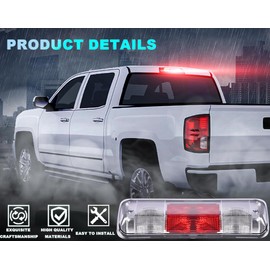 DOTCOM 3rd Brake Light,Compatible with 2004-2008 Ford F150,Third High Mount Center Stop Lamp Tail Cargo Lamp,Clear Red Lens Clear Housing