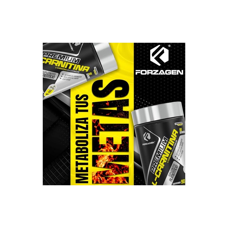 Forzagen L-Carnitina Premium, 90 Cápsulas, Suplemento Termogénico con Cetonas de