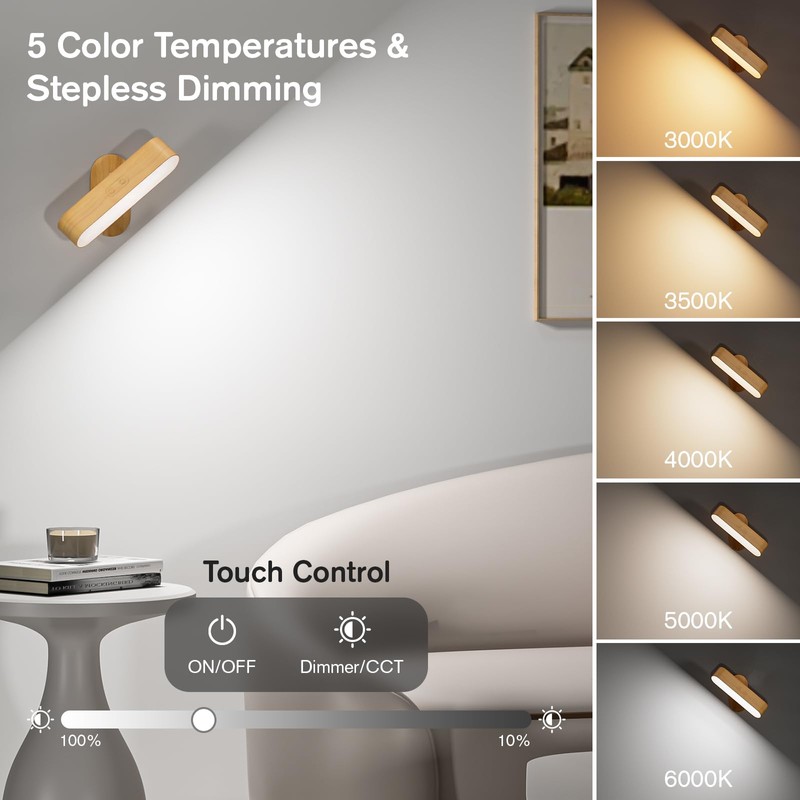 Hensam Battery Operated Wall Sconces, Wireless LED Wall Sconce Set