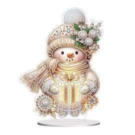 AZURAOKEY Christmas Diamond Art Kits Tabletop Kit Winter Snowman Table Top Diamond Art Ornament Kits Special Shape+Round Diamonds Acrylic Xmas Decor DIY Crafts Gift for Christmas