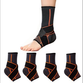 2 pairs Sports Ankle Brace, Breathable Compression Support with Double Bandage, For Sprained Foot, Tendonitis, Plantar Fasciitis Ankle Support with Adjustable Compression Strap (L)