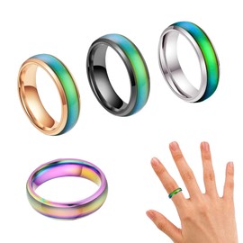 4PCS Mood Ring for Kids Mood Rings Stainless Steel Color Changing Ring, Fashion Colorful Mood Rings for Kids Boys Women Fashion Jewelry Daily Party Birthday Gift Anniversary
