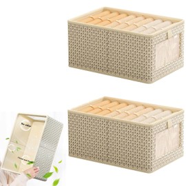 2 Pack Wardrobe Closet Organizer with Visual Window, Stackable Clothing Bins, Storage Containers for Organizing Clothing, Jeans, Toys, Books, Shelves, Closet Organizers , Large Storage Boxes Baskets