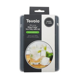 Tovolo King, XL 2" Whisky & Spirits, BPA-Free Silicone, Dishwasher-Safe Ice Cube, Single Tray with Lid, Charcoal