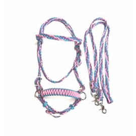 HORSE bitless bridle horse tack side pull hackamore light pink lilac and turquoise