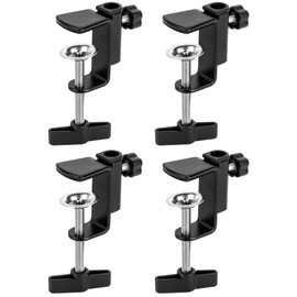 QWORK Universal Desk C-Clamp with 1/2" Thread Hole, 4 Pack Adjustable Metal Mounting Table Clamp, Desk Light Clamp Mount Holder for Swing Arm Magnifying Desk Lamp Microphone Camera