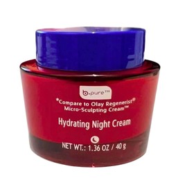 B Pure Revitalizing Hydrating Night Cream - Instant Hydration, Anti-Aging, Anti-Wrinkle, Firming Skin Care - Hyaluronic Acid 1.36 oz (40 g)