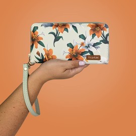 Monarque Wristlet Bifold Wallet Signature Collection (Frida Kahlo Tiger Mint)