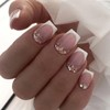 SINLOV Sequin Coffin Square False Nails Medium Press on Nails