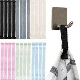 Sew-On Towel Hangers, 24 Pieces 150 x 12 mm Loops, Six Colours Set, Cotton, Folded and Stitched Ends, Hanger Holder for Tea Towel, Towel, Rag, Decoration, Camper