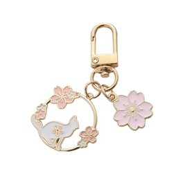 xuzhiyuan Cute Rabbit Keychain Kawaii Cartoon Sakura Rabbit Flower Keyring Sweet Rabbit Key Chain Gifts for Women, G