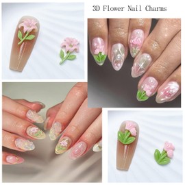 VOTACOS 3D Flower Nail Charms for Nail Art 120pcs 12 Style Nail Rhinestone Design DIY 3D Cute Acrylic Charms for Flower Nail Gems