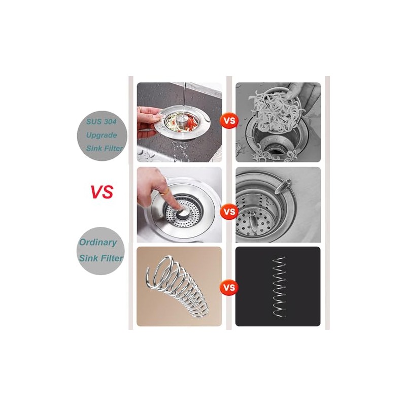 2025 Upgraded 3 IN 1 Sink Drain Strainer, 304 Kitchen