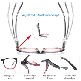 Yuluki 4 Pack Reading Glasses Blue Light Blocking for Men Women,Butterfly Frame Computer Readers with Spring Hinges,Anti Glare Eyestrain +0.75