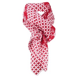 TigerTie Neckerchief Red Grey with Many Small Motifs and Stars – Size 100 x 100 cm, Red Grey