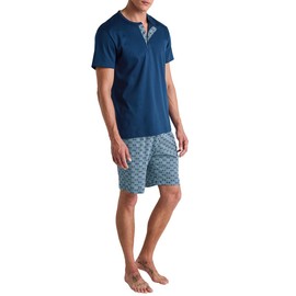 CALIDA Relax Streamline Men's Short Pyjamas 100% Cotton, Pottery Blue
