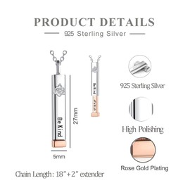 Be Kind of A B Necklace: 925 Sterling Silver Be Kind Necklaces with Hidden Message for Women, 3D Vertical Bar Pendant Necklace, Best Friend Sisters Friendship Sorority Gifts Jewelry for Woman