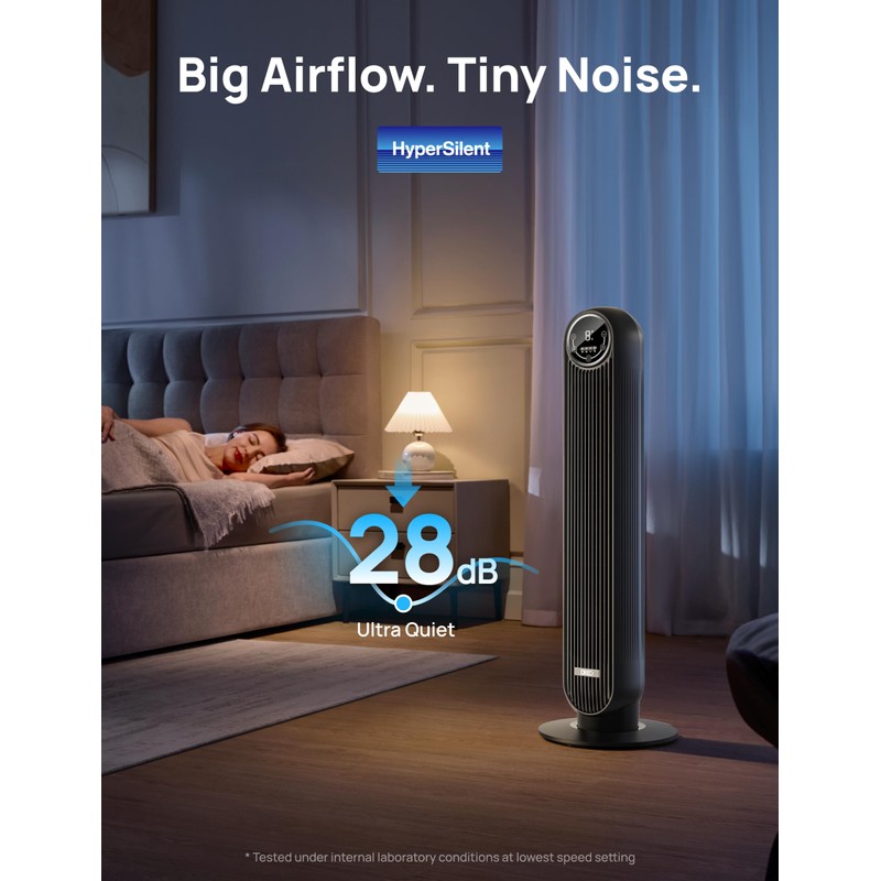 Dreo Tower Fan for Bedroom, 25ft/s Velocity Quiet Floor Fan,