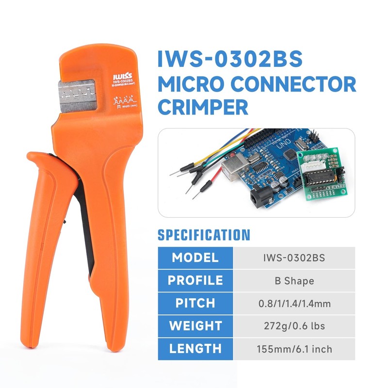 iCrimp IWS-0302BS Wire Crimping Tool for JST, Molex, Dupont Micro