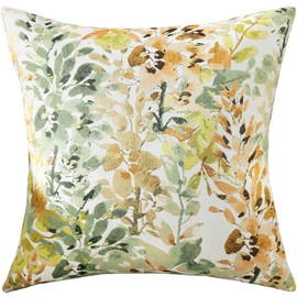 VOGOL Vivid Green Spring Throw Pillow Cover, Leaves Pattern Jacquard Square Cushion Cover for Living Room Bed Chair, 18 x 18 Inch, 1 PC