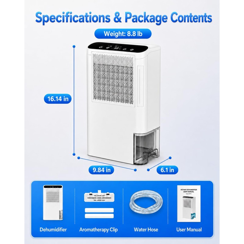 Dehumidifiers for Home & Basement, 2500 Sq.Ft Small Dehumidifier with