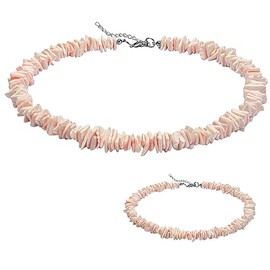2/3 Pcs Puka Shell Necklace for Men Surfer Necklace Mens Beaded Necklaces Outer Banks White Necklace for Women Colorful Summer Seashell Choker Black Beach Necklaces set Coconut Shell Hawaiian (Pink shell necklace and bracelet)