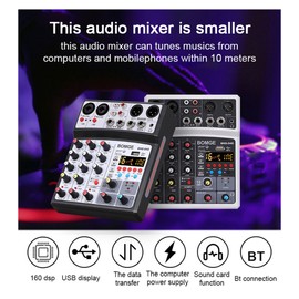 Portable 4 Channels BT Audio Sound Mixer Multifunctional Mixing DJ Console USB 16 DSP Effects Mixer