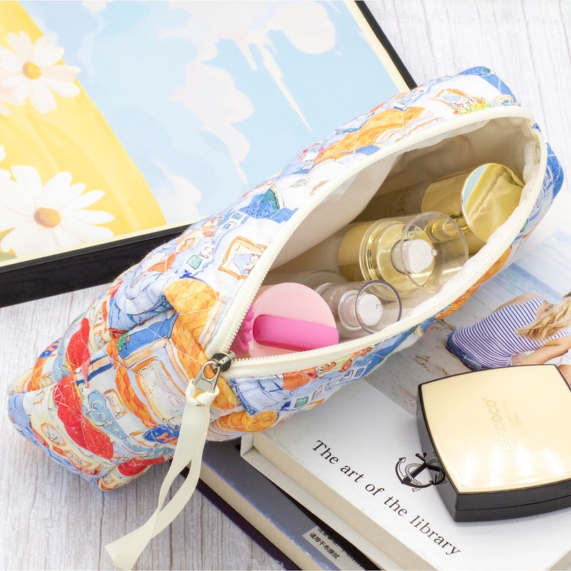 PAZIMIIK 3PCS Makeup Bag SET Large Travel Quilted Zipper Soft