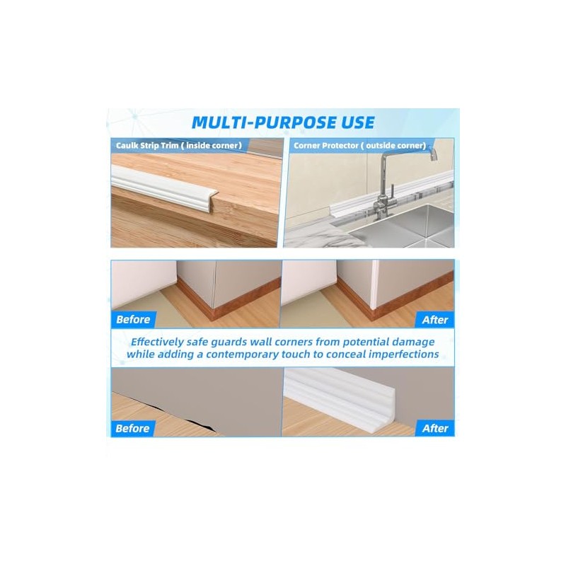 20FT Flexible Wall Corner Protector Moulding Trim, Peel and Stick