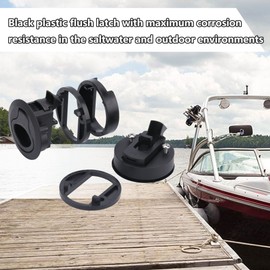 Searoam Slam Latch 2'' Flush Pull Latch Black Plastic Nylon Handle for Hatch Door Cabinet Hardware on RV Boat Camper Trailer Fit 2mm-20mm,Pack of 2