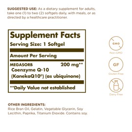 Solgar Megasorb CoQ-10 200 mg - 60 Softgels, Pack of 3 - Enhanced Absorption - Gluten Free, Dairy Free - 180 Total Servings