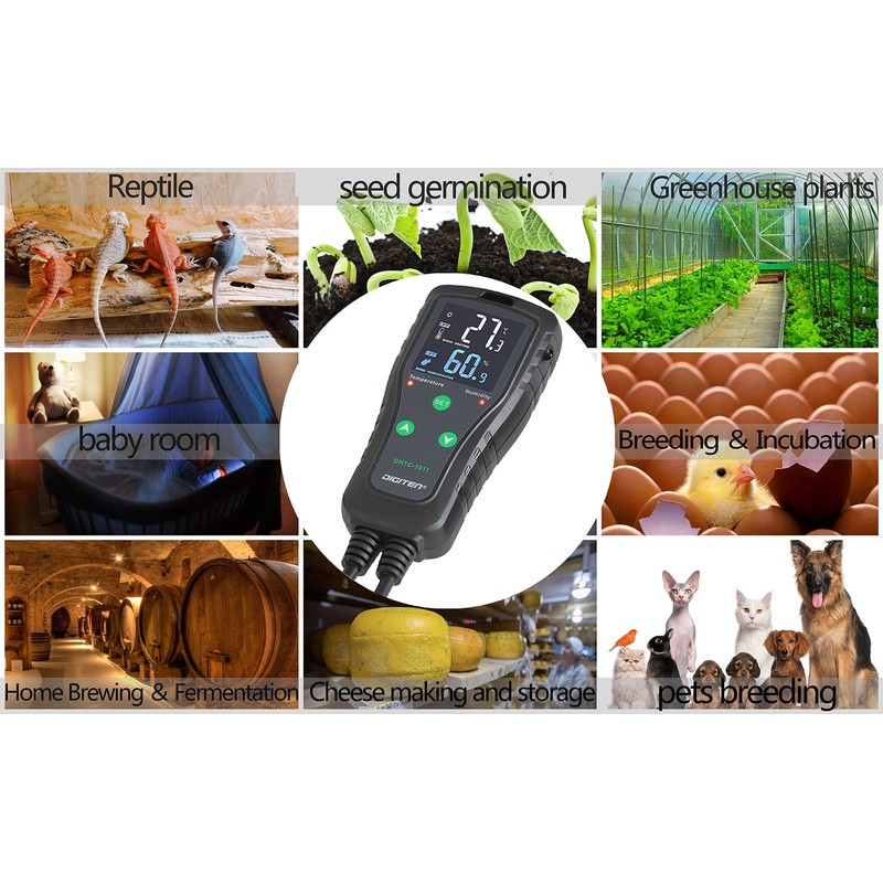 Temperature and Humidity Controller Outlet Plug-in Thermostat Humidistat Reptile Humidity