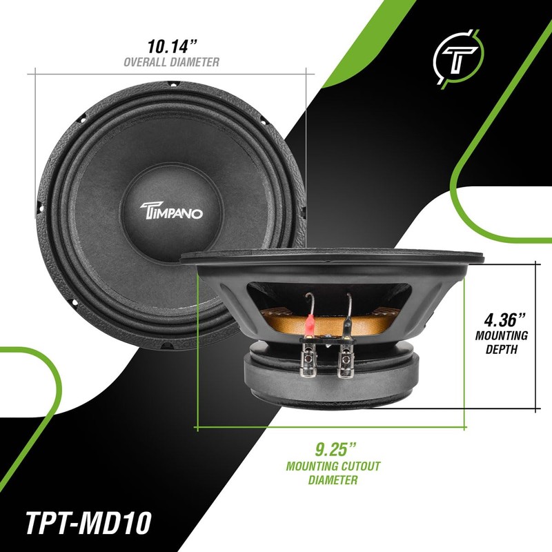 Timpano TPT-MD10 10 Inch Midbass Speaker Pro Audio 800 Watts,